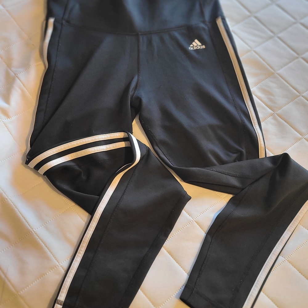 Adidas 3 stripe skinny leg track pants Large